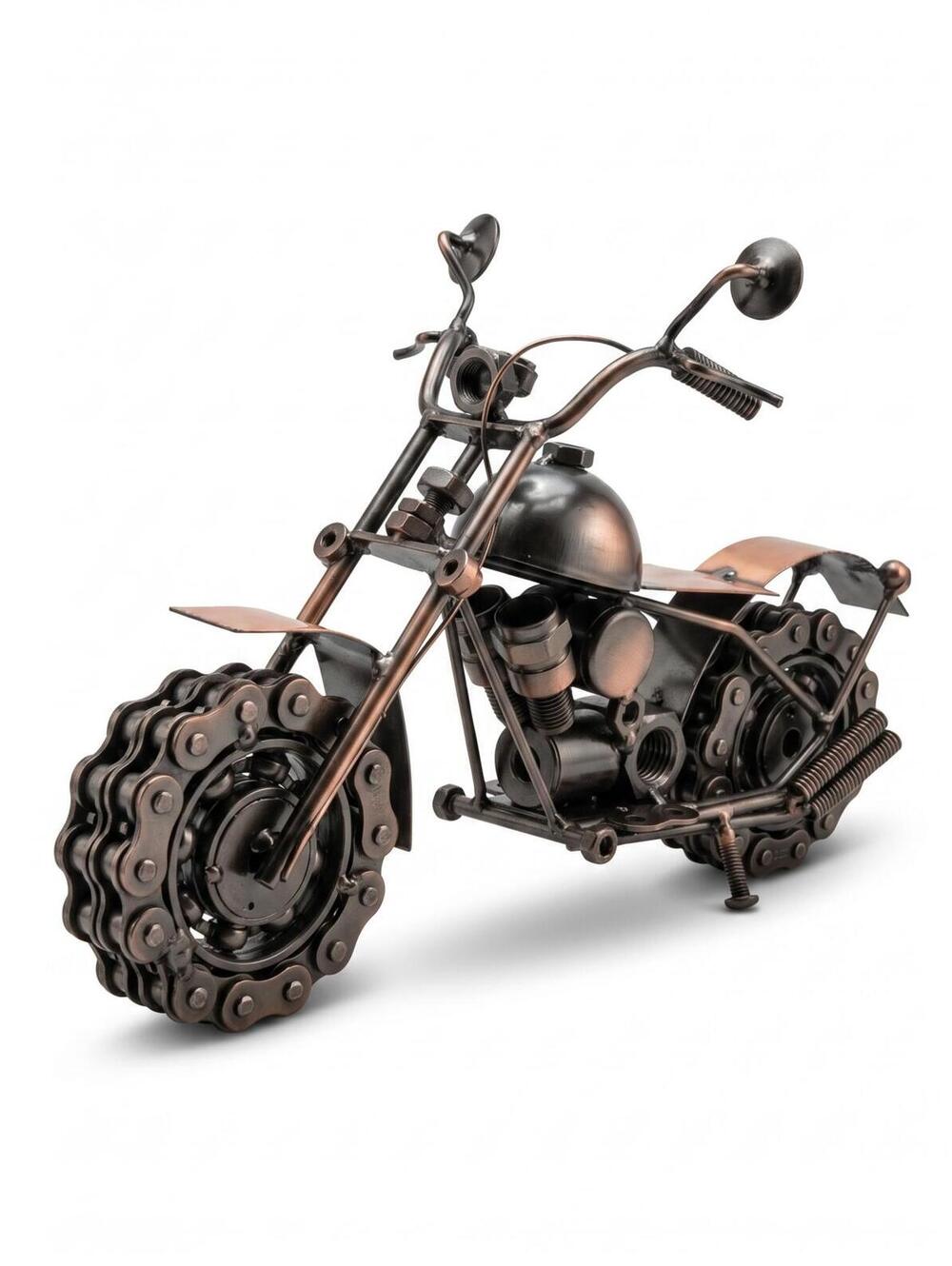 Handcrafted Metal Motorcycle Sculpture New York Artisan Industrial Bike Art